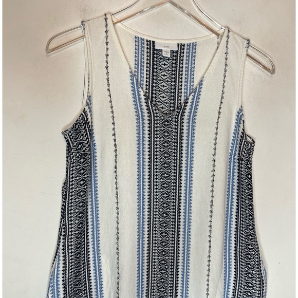 J Jill Blue White Cotton Embroidered Tiered Midi Summer Dress - Picture 4 of 9